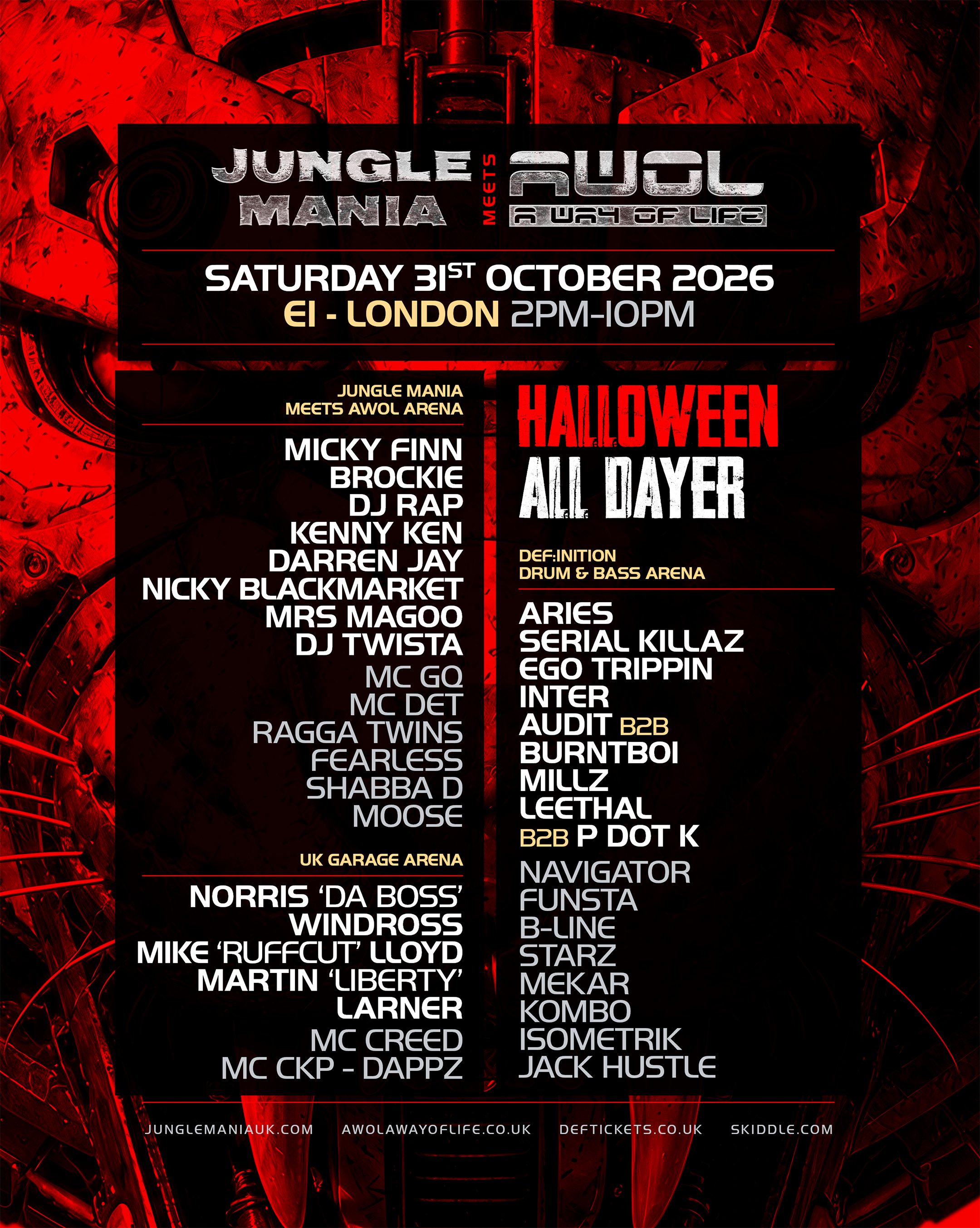 Jungle Mania meets AWOL Halloween event flyer