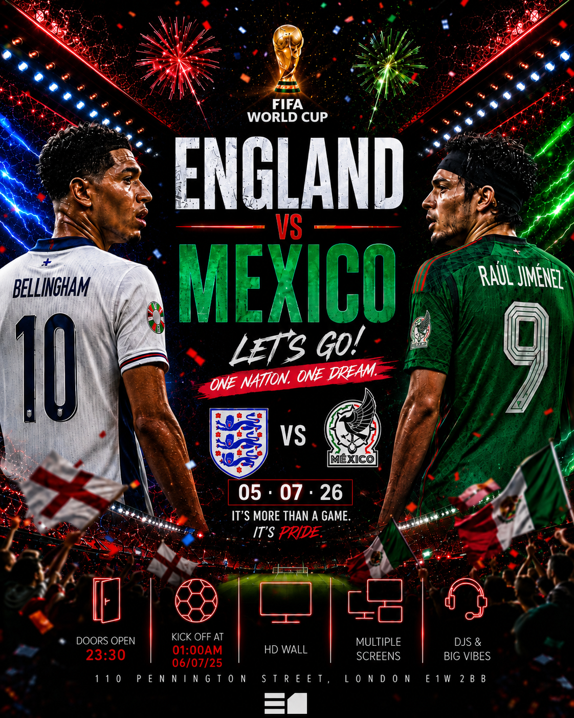 England vs Mexico World Cup Match + After Party