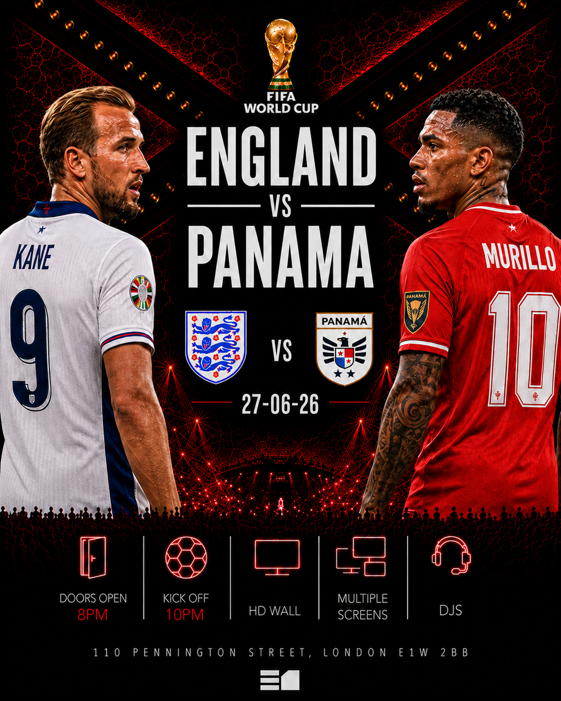 England and Panama - Game on. Party after