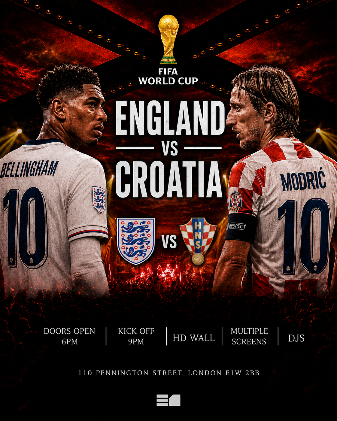 England vs Croatia - Game on. Party after